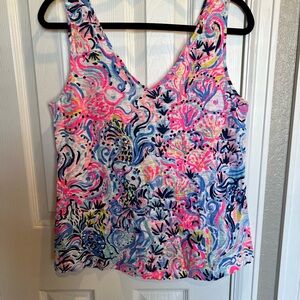 Lilly Pulitzer Pink and Blue Patterned Tank Top